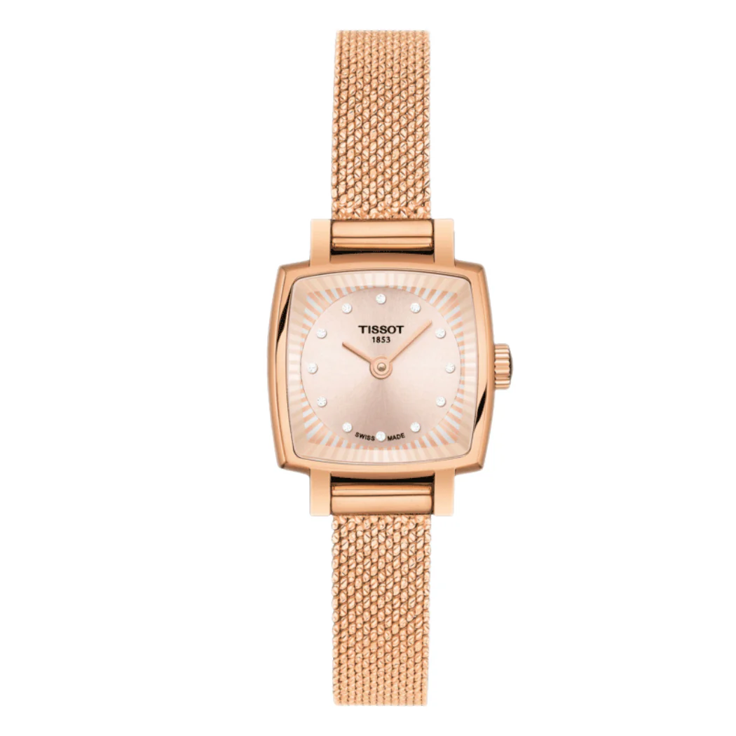 Tissot Lovely Square Rose Gold Mesh Bracelet Rose Gold Dial Quartz Watch for Ladies - T058.109.33.456.00