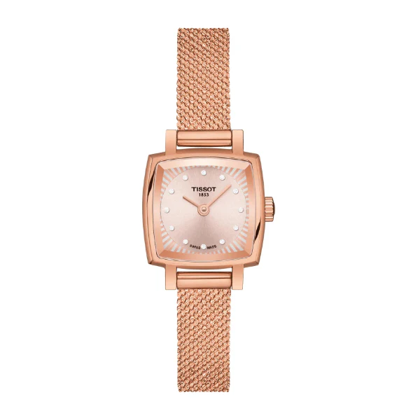 Tissot Lovely Square Rose Gold Mesh Bracelet Rose Gold Dial Quartz Watch for Ladies - T058.109.33.456.00 - Image 3