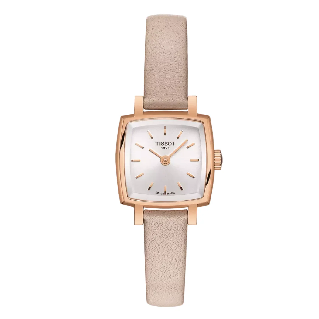 Tissot Lovely Square Silver Leather Strap Pink Dial Quartz Watch for Ladies - T0581093603100