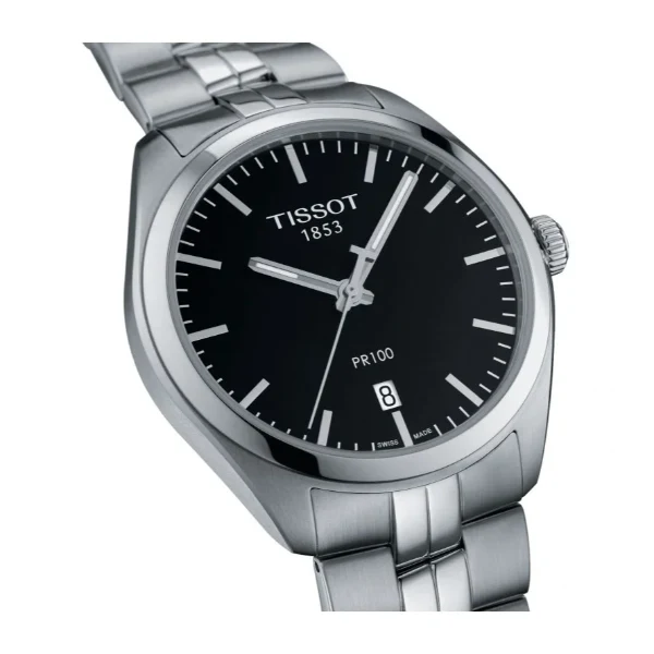 Tissot PR 100 Silver Stainless Steel Black Dial Quartz Watch for Men's - T101.410.11.051.00 - Image 2