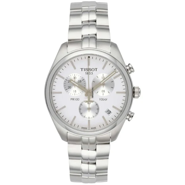 Tissot PR 100 Silver Stainless Steel Silver Dial Chronograph Quartz Watch for Men's - T101.417.11.031.00