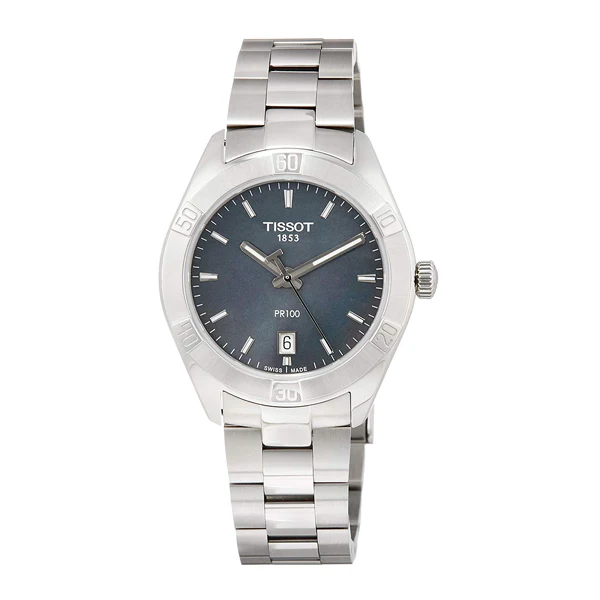 Tissot PR100 Silver Stainless Steel Blue Dial Quartz Watch for Ladies - T-1019101112100