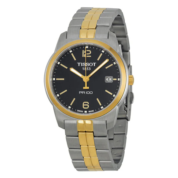 Tissot PR100 Two-tone Stainless Steel Black Dial Chronograph Quartz Watch for Men's - T049.410.22.057.01