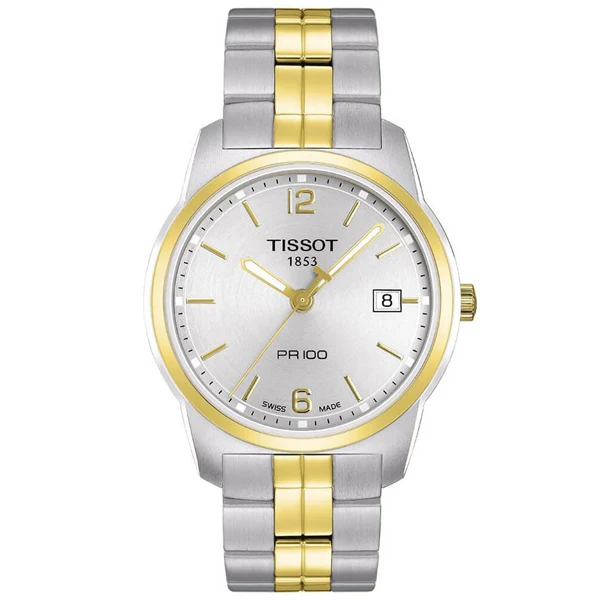 Tissot PR100 Two-tone Stainless Steel Silver Dial Quartz Watch for Men's - T049.410.22.033.01