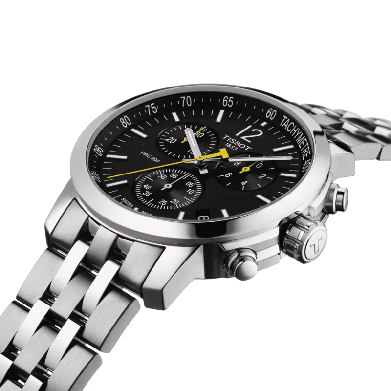 Tissot PRC 200 Silver Stainless Steel Black Dial Chronograph Quartz Watch for Gents - T114.417.11.057.00 - Image 2