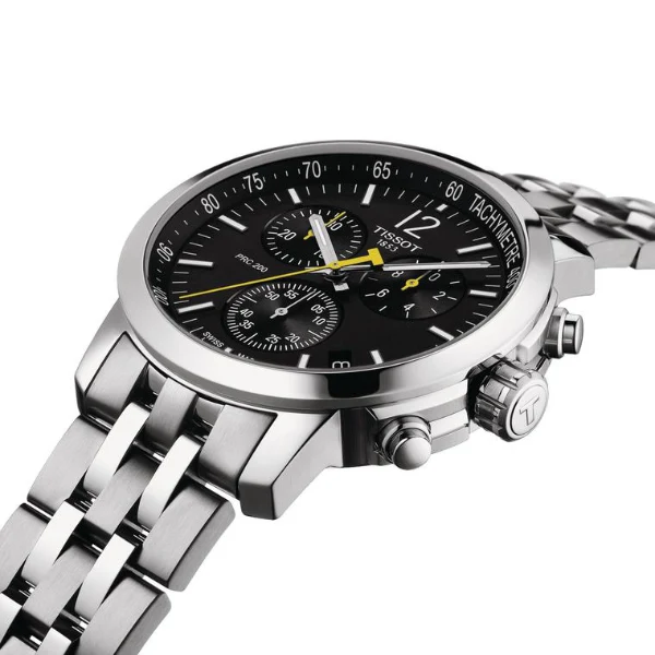Tissot PRC 200 Silver Stainless Steel Black Dial Chronograph Quartz Watch for Men's - T.114.417.11.057.00 - Image 2