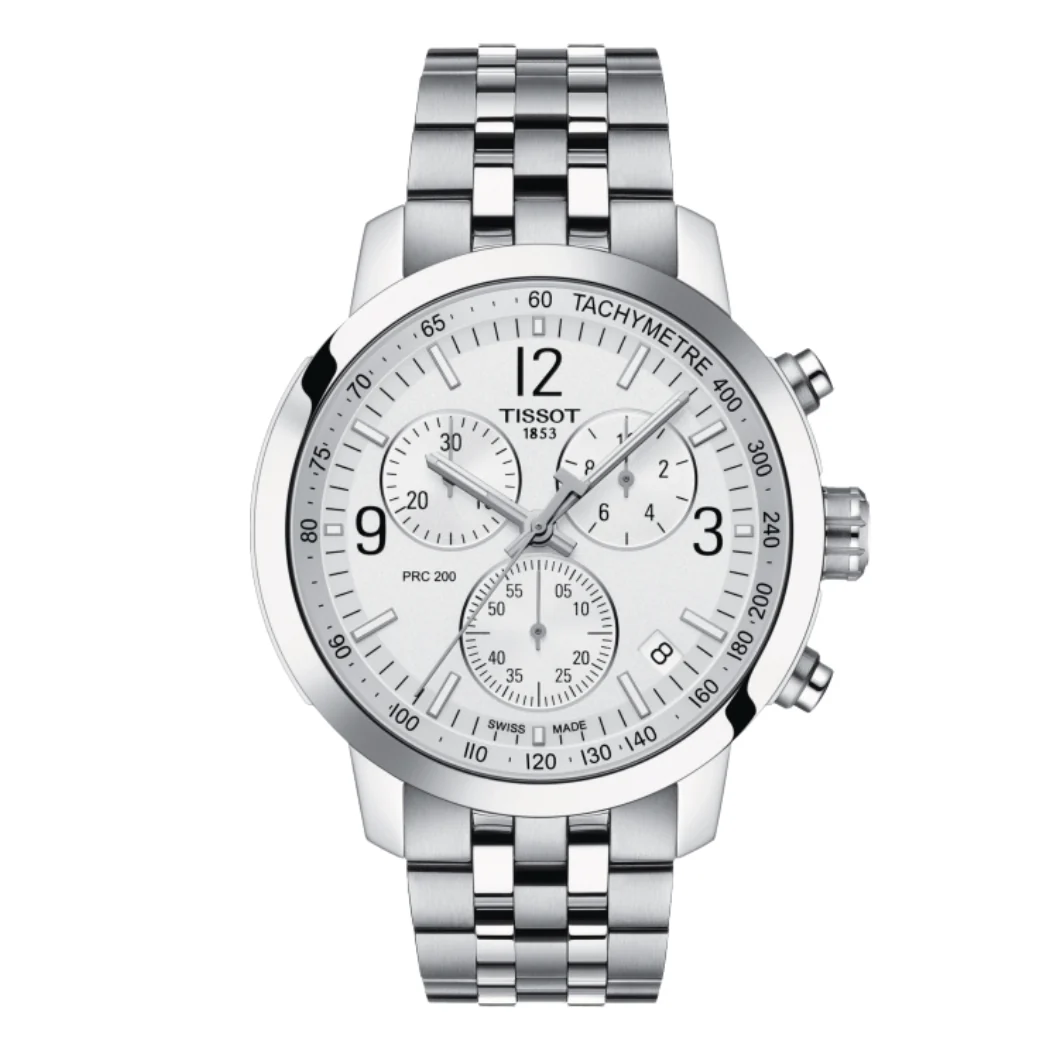 Tissot PRC 200 Silver Stainless Steel Silver Dial Chronograph Quartz Watch for Men's - T.114.417.11.037.00