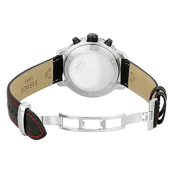 Tissot PRC200 Black Leather strap Black Dial Chronograph Quartz Watch for Men's - T0674172605100 - Image 2