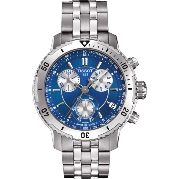 Tissot PRS 200 Silver Stainless Steel Blue Dial Chronograph Quartz Watch for Men's - T.067.617.11.041.00