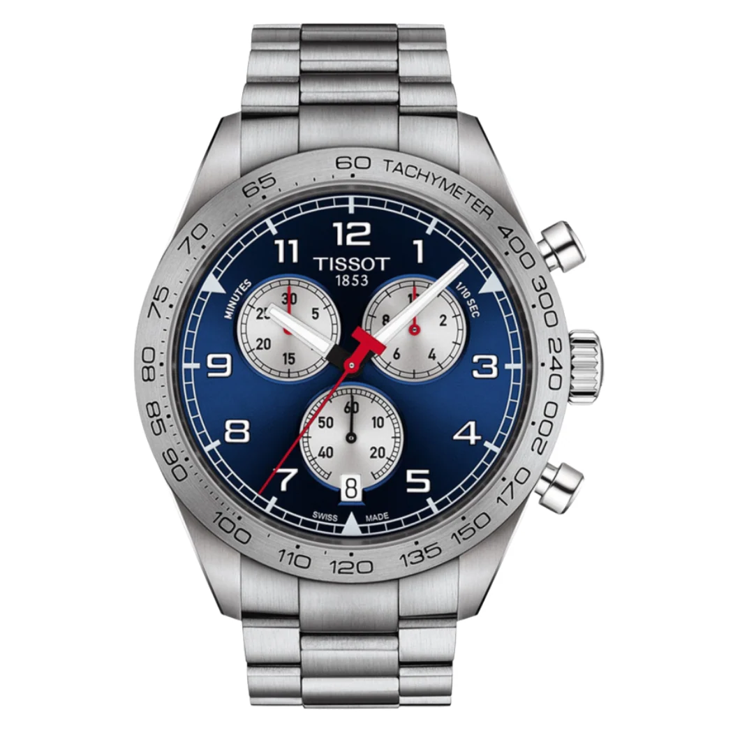 Tissot PRS 516 Silver Stainless Steel Blue Dial Chronograph Quartz Watch for Men's - T131.617.11.042.00 - Image 3