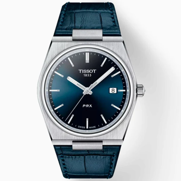 Tissot PRX Blue Leather Strap Blue Dial Quartz Watch for Gents - T137.410.16.041.00