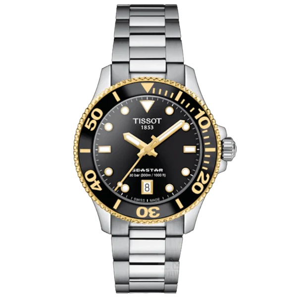 Tissot Seastar 1000 Silver Stainless Steel Black Dial Quartz Unisex Watch - T120.210.21.051.00