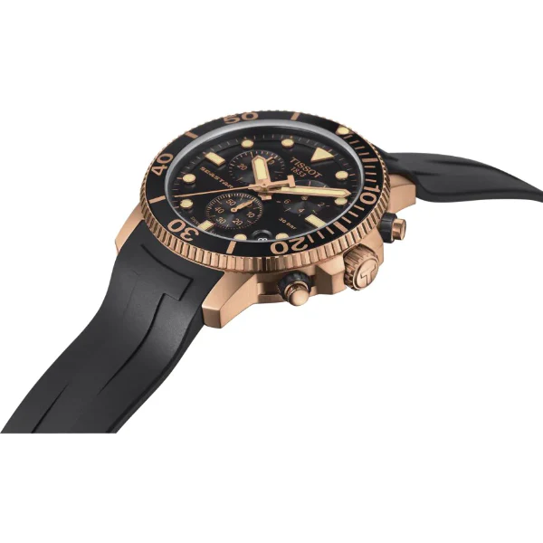 Tissot Seastar Black Silicone Strap Black Dial Chronograph Quartz Watch for Men's - T120.417.37.051.00 - Image 2