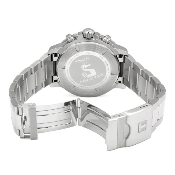 Tissot Seastar Silver Stainless Steel Blue Dial Chronograph Quartz Watch for Men's - T120.417.11.041.00 - Image 2