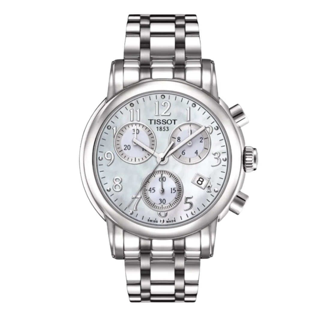 Tissot Silver Stainless Steel White Dial Chronograph Quartz Watch for Ladies - T050.217.11.112.00