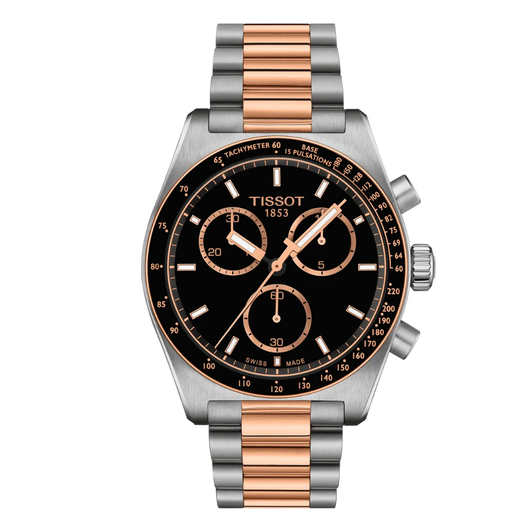 Tissot Sport Two-tone Stainless Steel Black Dial Chronograph Quartz Watch for Gents - T149.417.22.051.01