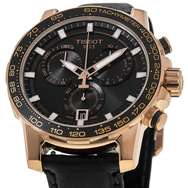 Tissot Supersport Black Leather Strap Black Dial Chronograph Quartz Watch for Men's - T125.617.36.051.00 - Image 2