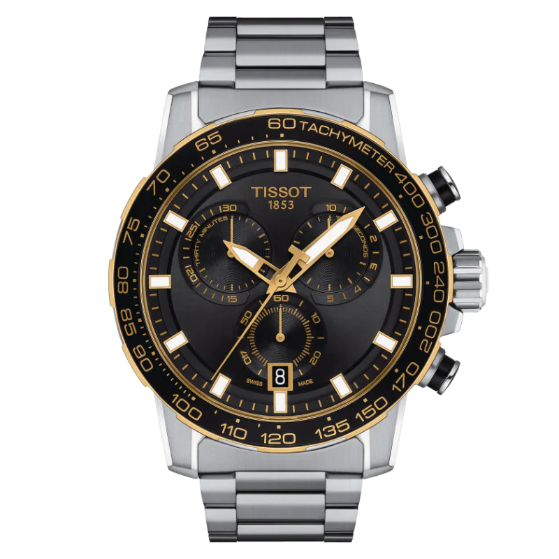 Tissot Supersport Silver Stainless Steel Black Dial Chronograph Quartz Watch for Gents - T125.617.21.051.00