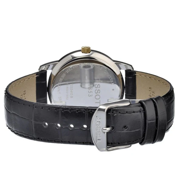 Tissot T-Classic Black Leather Strap Black Dial Quartz Watch for Men's - T033.410.26.053.01 - Image 2