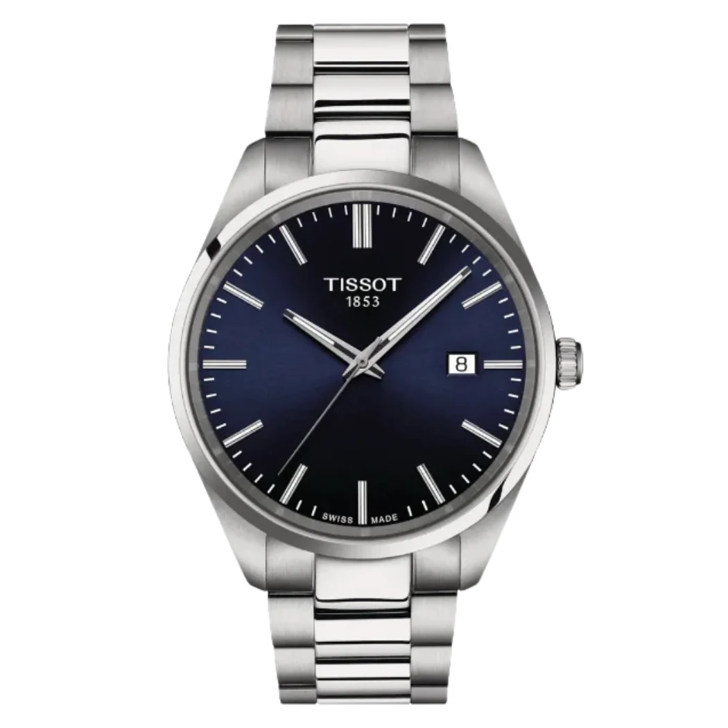 Tissot T-Classic Silver Stainless Steel Blue Dial Quartz Watch for Gents - T150.410.11.041.00