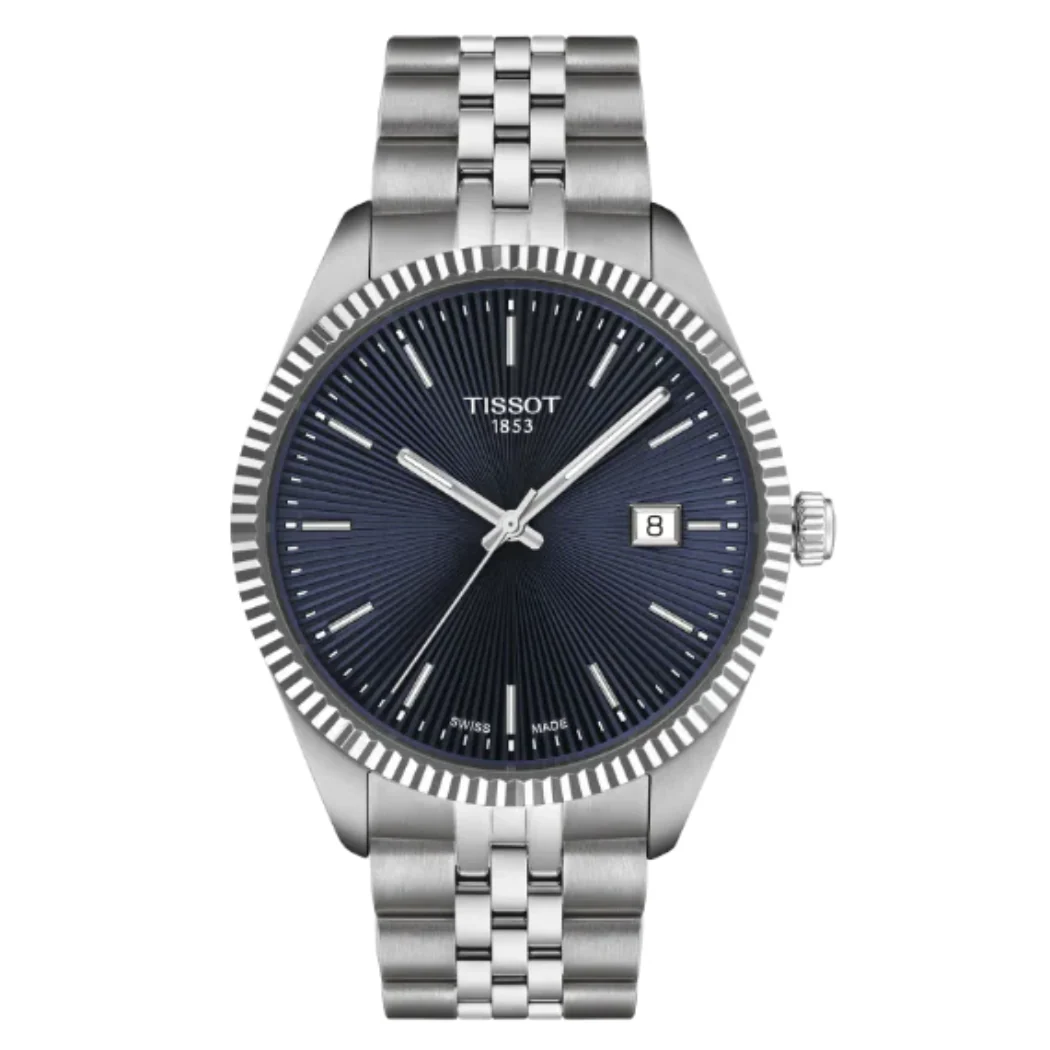 Tissot T-Classic Silver Stainless Steel Blue Dial Quartz Watch for Gents - T156.410.11.041.00