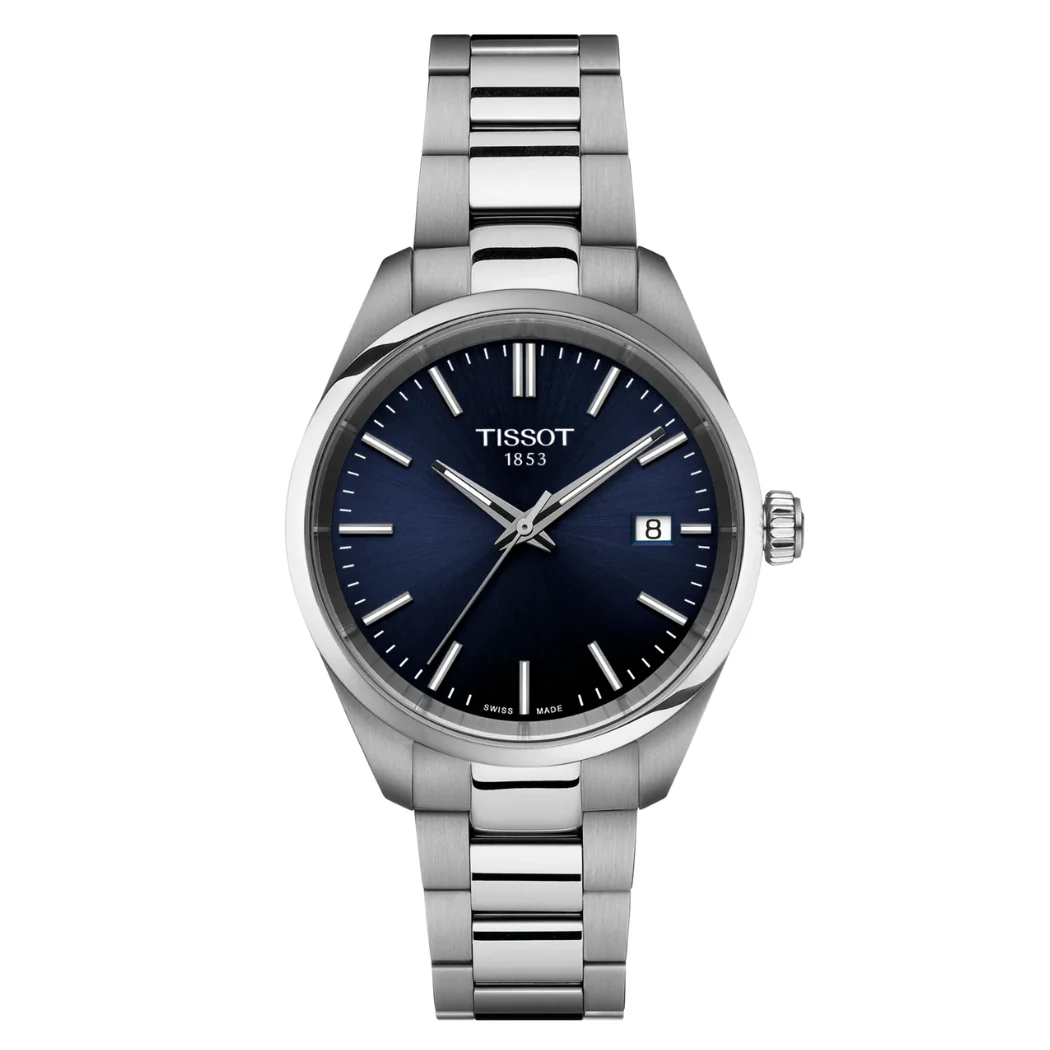 Tissot T-Classic Silver Stainless Steel Blue Dial Quartz Watch for Ladies - T150.210.11.041.00
