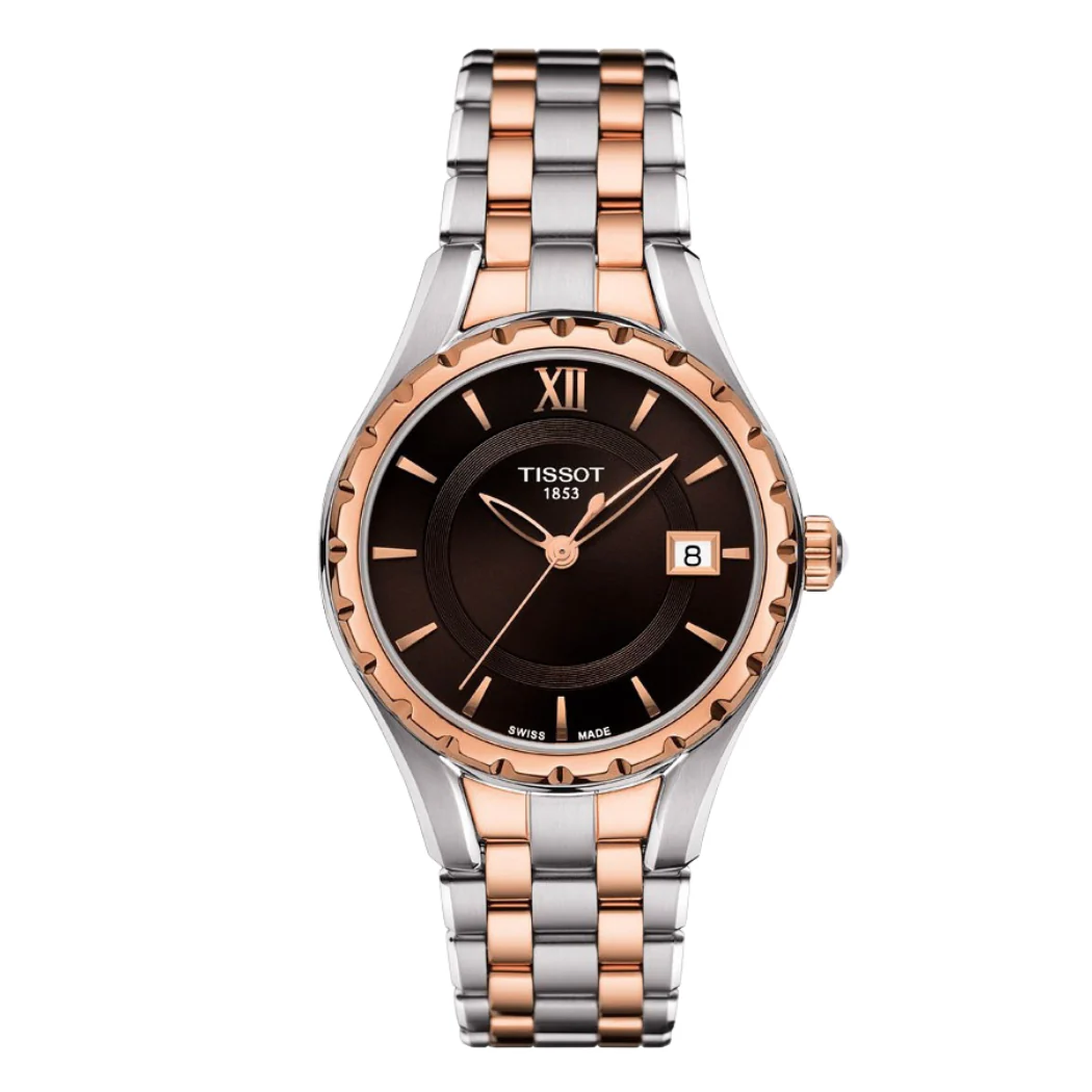 Tissot T-Lady Two-Tone Stainless Steel Brown Dial Quartz Watch for Ladies - T072.210.22.298.00