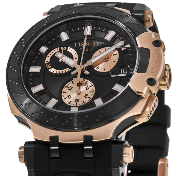 Tissot T-Race Black Silicone Strap Black Dial Chronograph Quartz Watch for Men's - T115.417.37.051.00 - Image 2