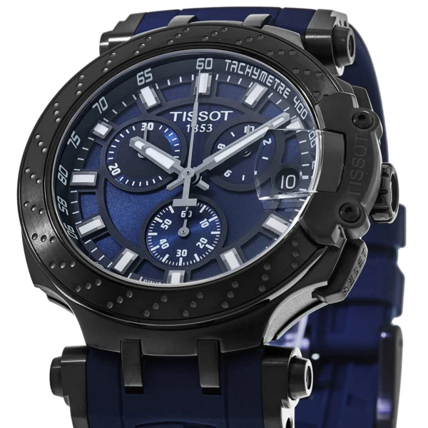 Tissot T-Race Blue Silicone Strap Blue Dial Chronograph Quartz Watch for Men's - T115.417.37.041.00 - Image 2
