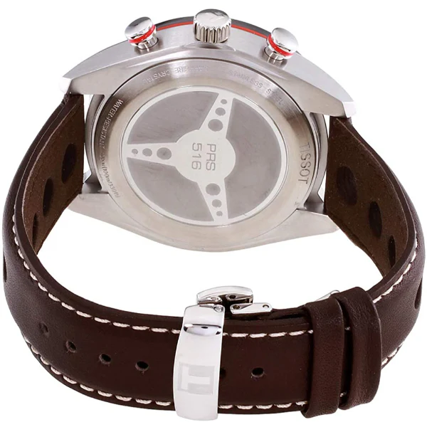 Tissot T-Sport PRS 516 Brown Leather Strap Blue Dial Chronograph Quartz Watch for Men's - T100.417.16.041.00 - Image 3