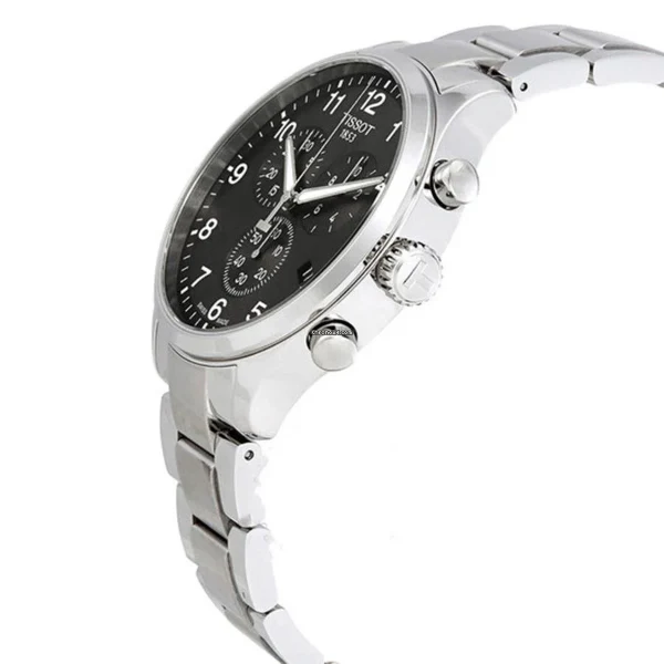 Tissot T-Sport Silver Stainless Steel Black Dial Chronograph Quartz Watch for Men's - T116.617.11.057.00 - Image 2