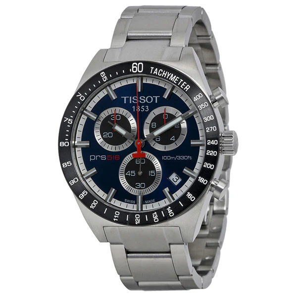 Tissot T-Sport Silver Stainless Steel Blue Dial Chronograph Quartz Watch for Men's - T0444172104100