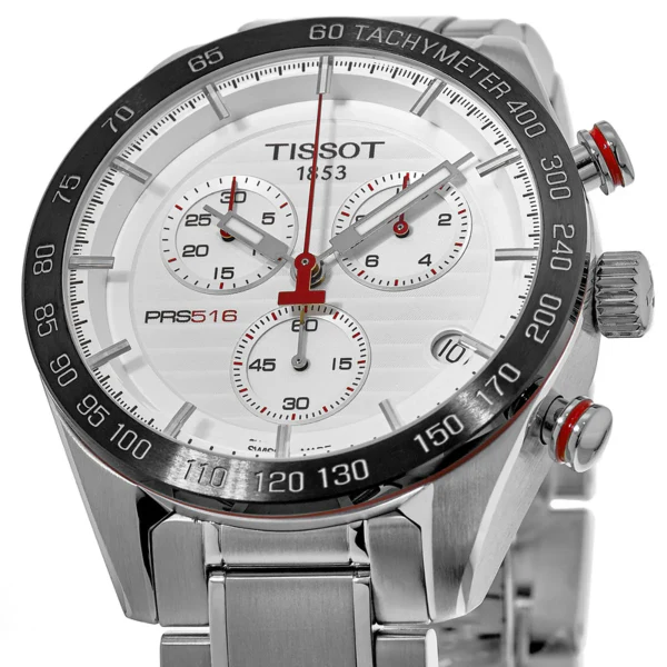 Tissot T-Sport Silver Stainless Steel Silver Dial Chronograph Quartz Watch for Men's - T100.417.11.03.100 - Image 2