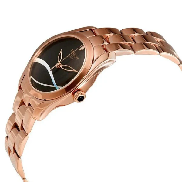 Tissot T-Wave Rose Gold Stainless Steel Black Dial Quartz Watch for Ladies - T112.210.33.051.00 - Image 2
