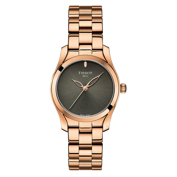 Tissot T-Wave rose gold Stainless Steel Grey Dial Quartz Watch for Ladies - T1122103306100