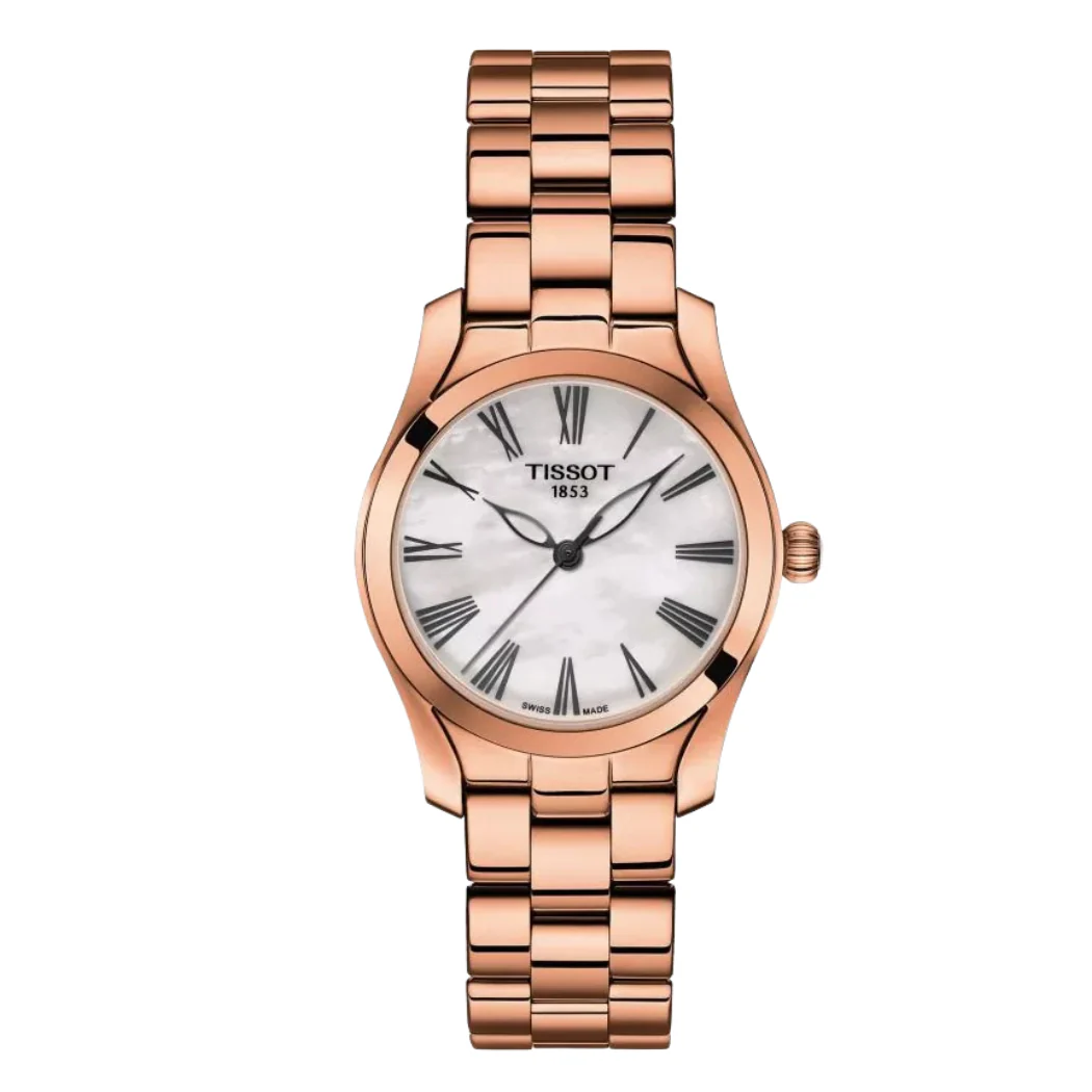 Tissot T-Wave Rose Gold Stainless Steel Mother Of Peral Dial Quartz Watch for Ladies - T112.210.33.113.00