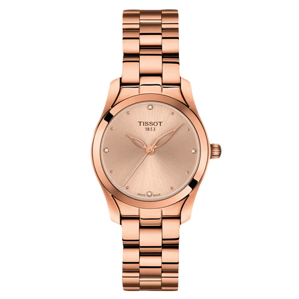 Tissot T-Wave rose gold Stainless Steel Pink Dial Quartz Watch for Ladies - T1122103345600
