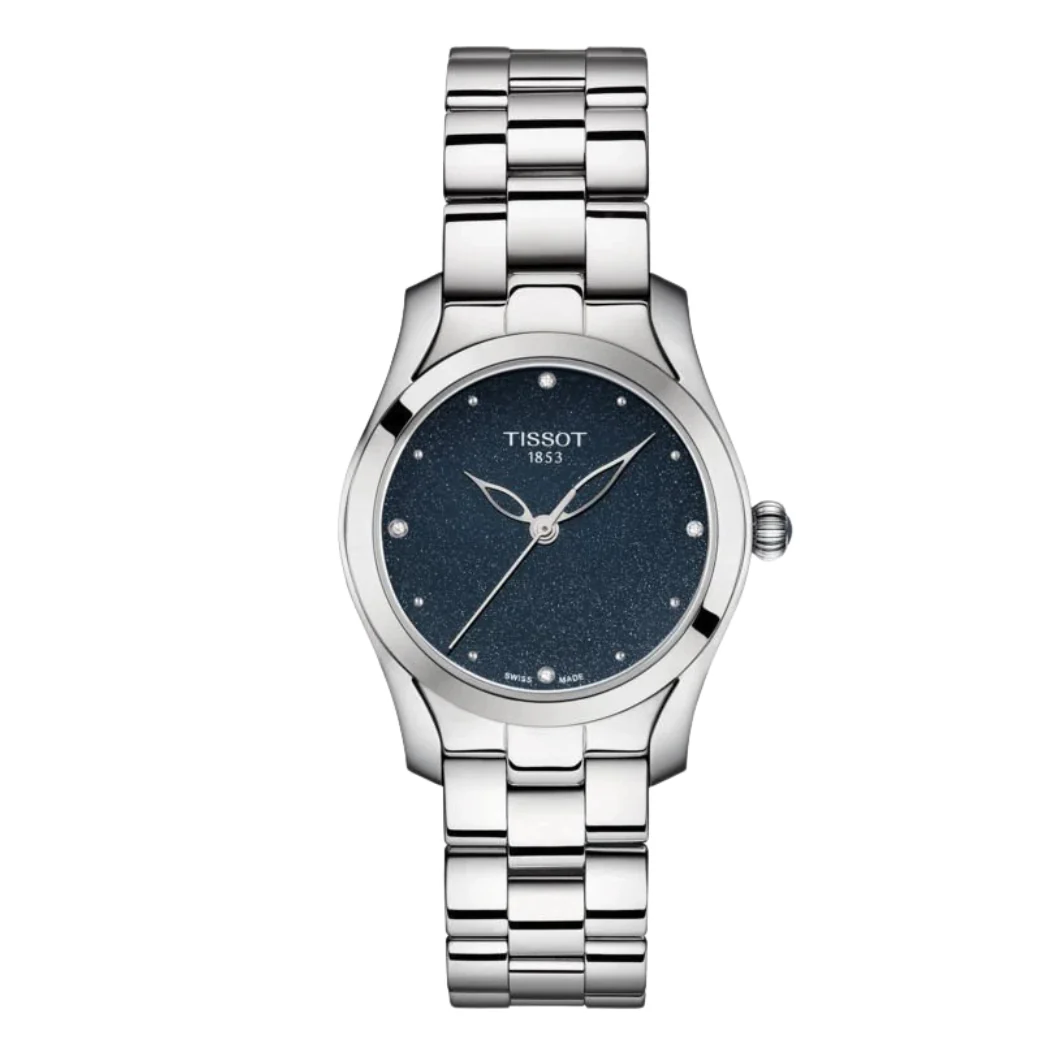 Tissot T-Wave Silver Stainless Steel Blue Dial Quartz Watch for Ladies - T112.210.11.046.00