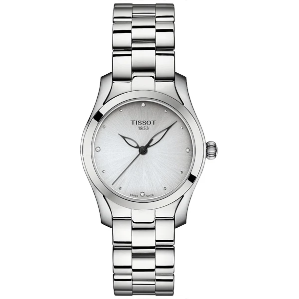 Tissot T-Wave Silver Stainless Steel Silver Dial Quartz Watch for Ladies - T1122101103600