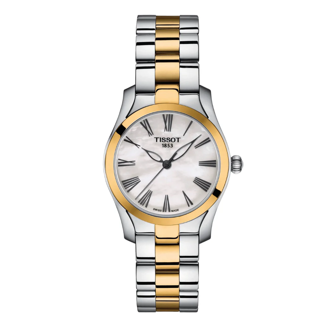 Tissot T-Wave Two-tone Stainless Steel Mother Of Peral Dial Quartz Watch for Ladies - T112.210.22.113.00