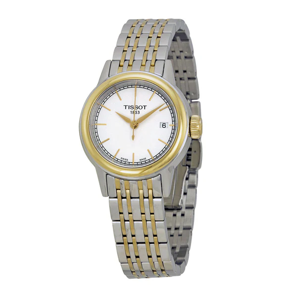 Tissot Carson Two-tone Stainless Steel White Dial Quartz Watch for Ladies - T-0852102201300