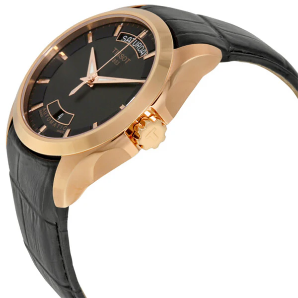 Tissot Couturier Black Leather strap Black Dial Automatic Watch for Men's - T-0354071605100 - Image 3