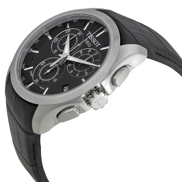 Tissot Couturier Black Leather strap Black Dial Chronograph Quartz Watch for Men's - T-0356171605100 - Image 2