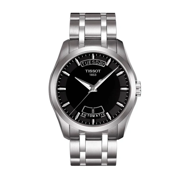 Tissot Couturier Silver Stainless Steel Black Dial Automatic Watch for Men's - T-0354071105100