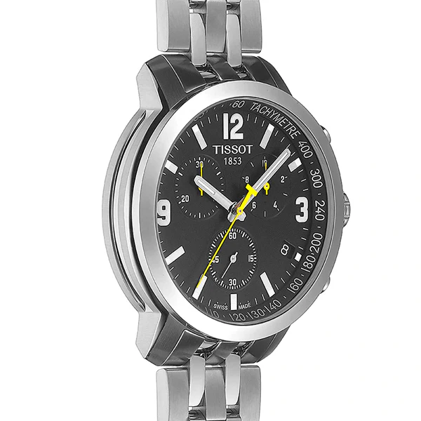 Tissot PRC200 Silver Stainless Steel Black Dial Chronograph Quartz Watch for Men's - T-0554171105700 - Image 2