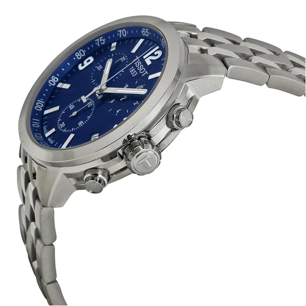 Tissot PRC200 Silver Stainless Steel Blue Dial Chronograph Quartz Watch for Men's - T-0554171104700 - Image 2
