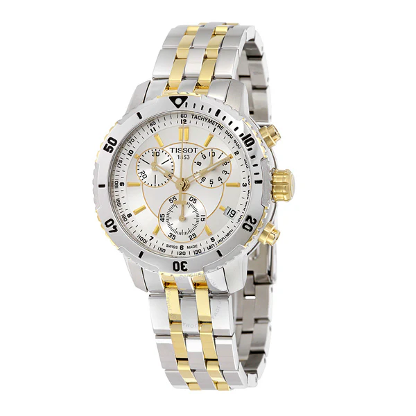 Tissot PRC200 Two-tone Stainless Steel Silver Dial Quartz Watch for Men's - T-0674172203100