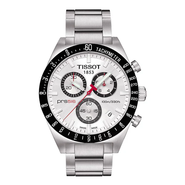 Tissot PRS516 Silver Stainless Steel Silver Dial Quartz Watch for Men's - T-0444172103100