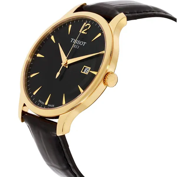 Tissot Tradition Black Leather strap Black Dial Quartz Watch for Men's - T-0636103605700 - Image 2