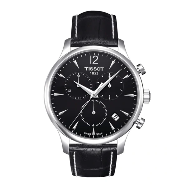 Tissot Tradition Black Leather strap Black Dial Quartz Watch for Men's - T-0636171605700